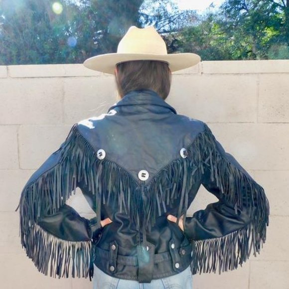 Vintage Jackets & Blazers - Vintage Open Road Leather Fringe Jacket